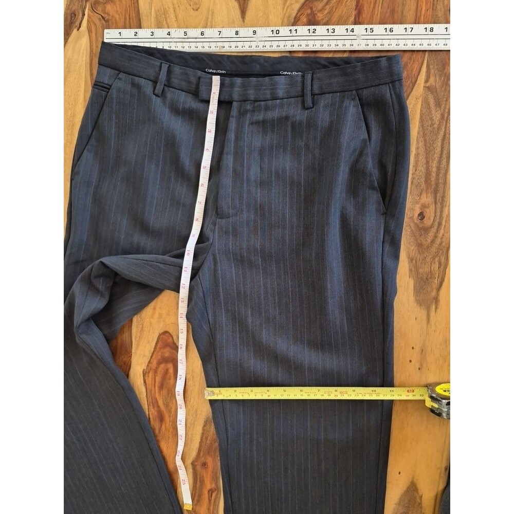 Calvin Klein Striped, 72% Wool Blend Pants Sz 33W 32L - Picture 7 of 15